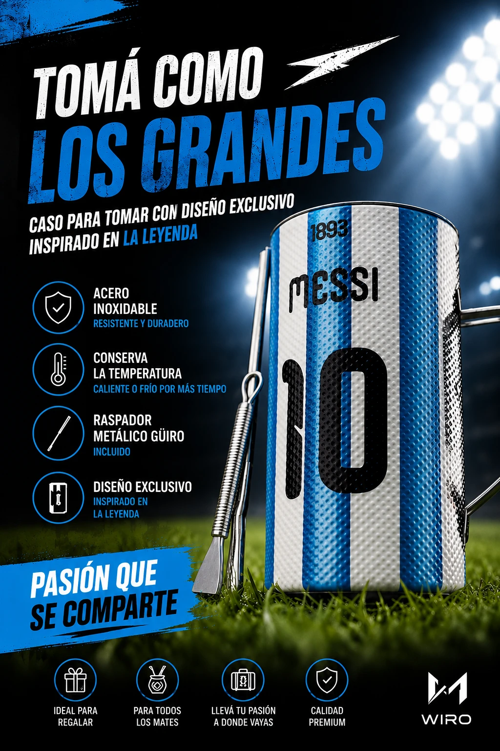 VASO DE ARGENTINA EDICIÓN GÜIRO MODELO DE MESSI