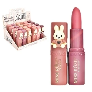 LABIAL EN BARRA MATTE MISS ROSE PRESENTACION DE CONEJO 3D