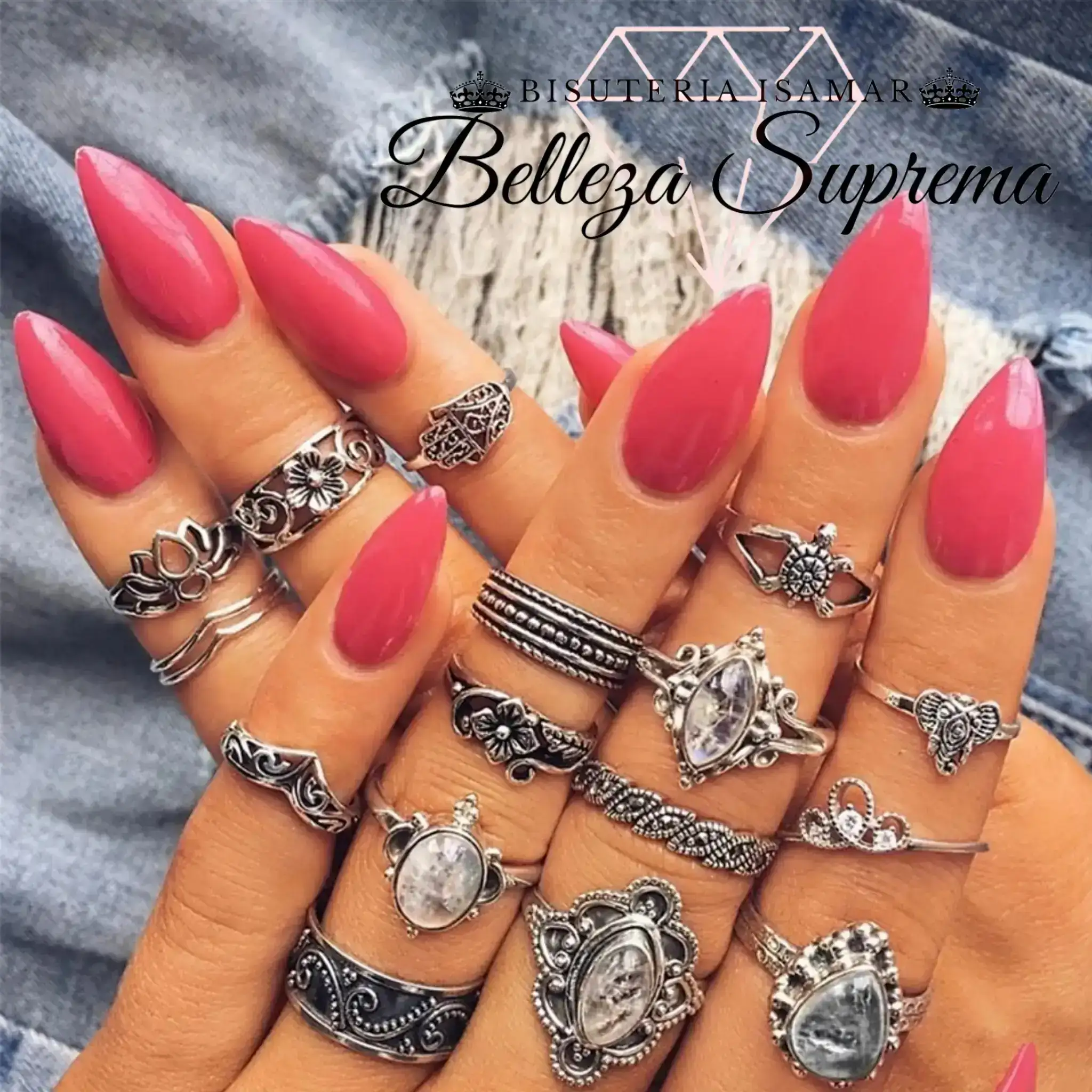 SET DE 16 ANILLOS PLATA 