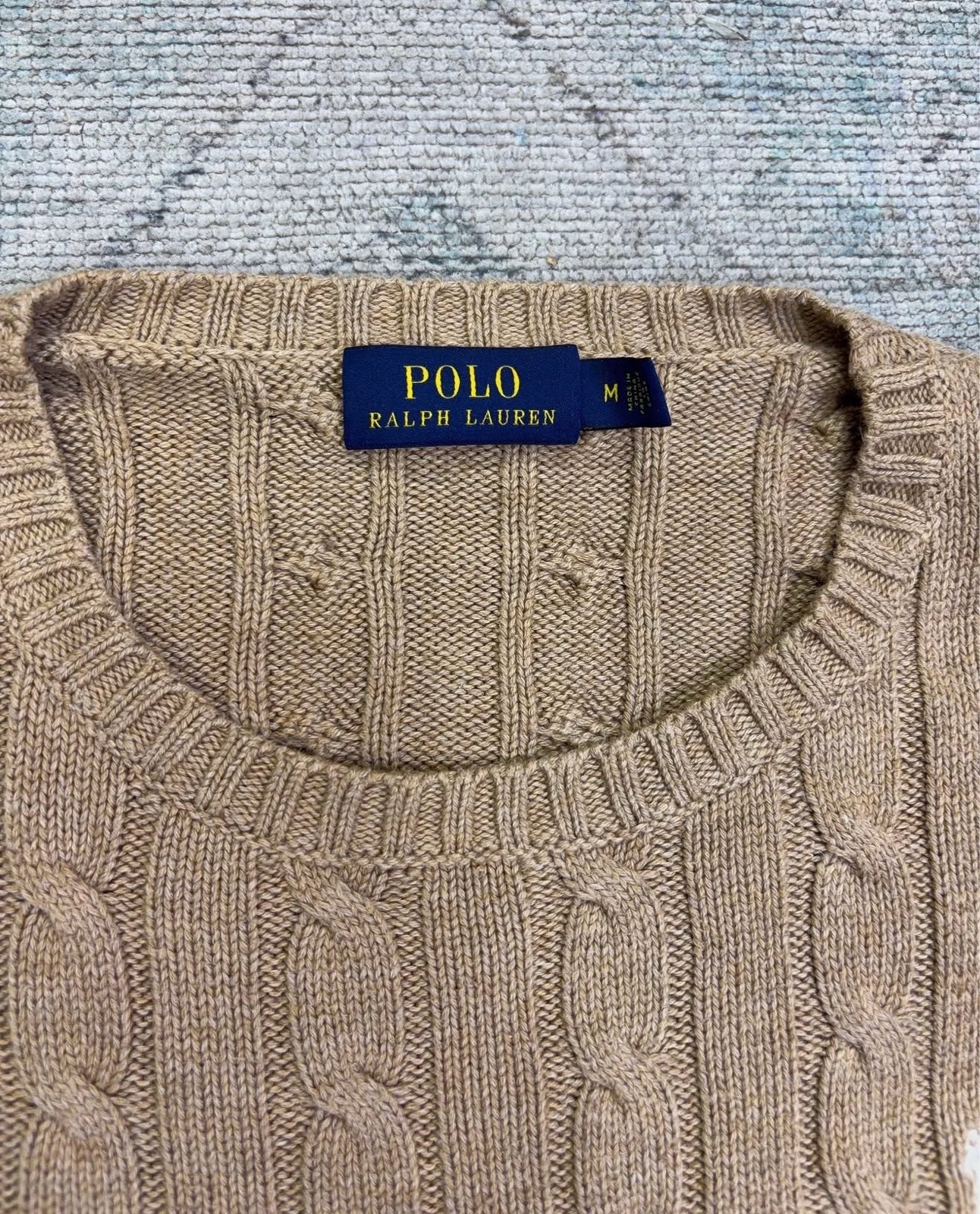 Suéter cable-knit Polo Ralph Lauren beige  de cuello redondo. mujer  4
