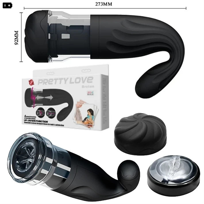 Masturbador masculino con vibrador 4 rotaciones. Sube y baja