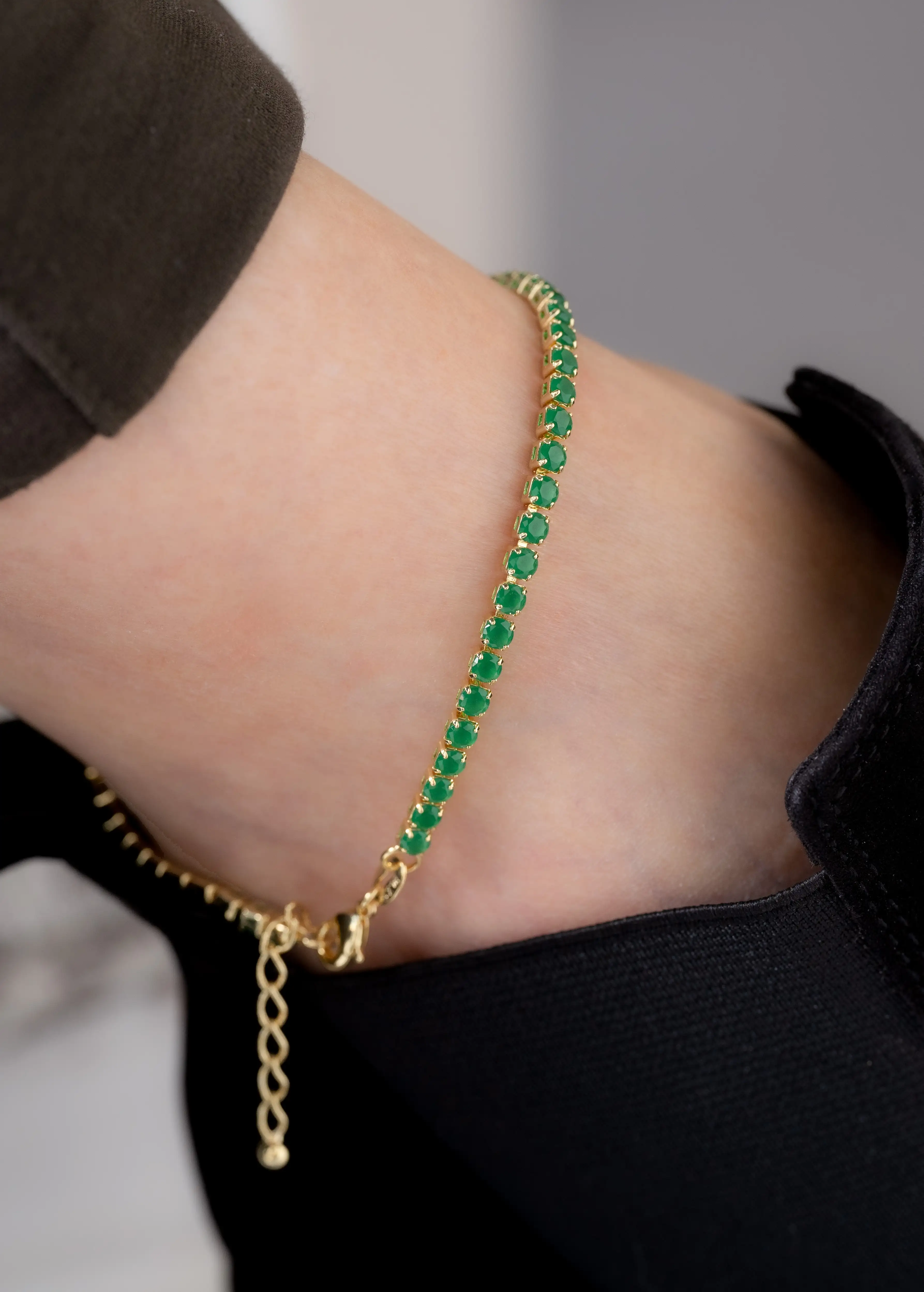 Tobillera Circonias Verde Unisex 22cms + Extensor  2