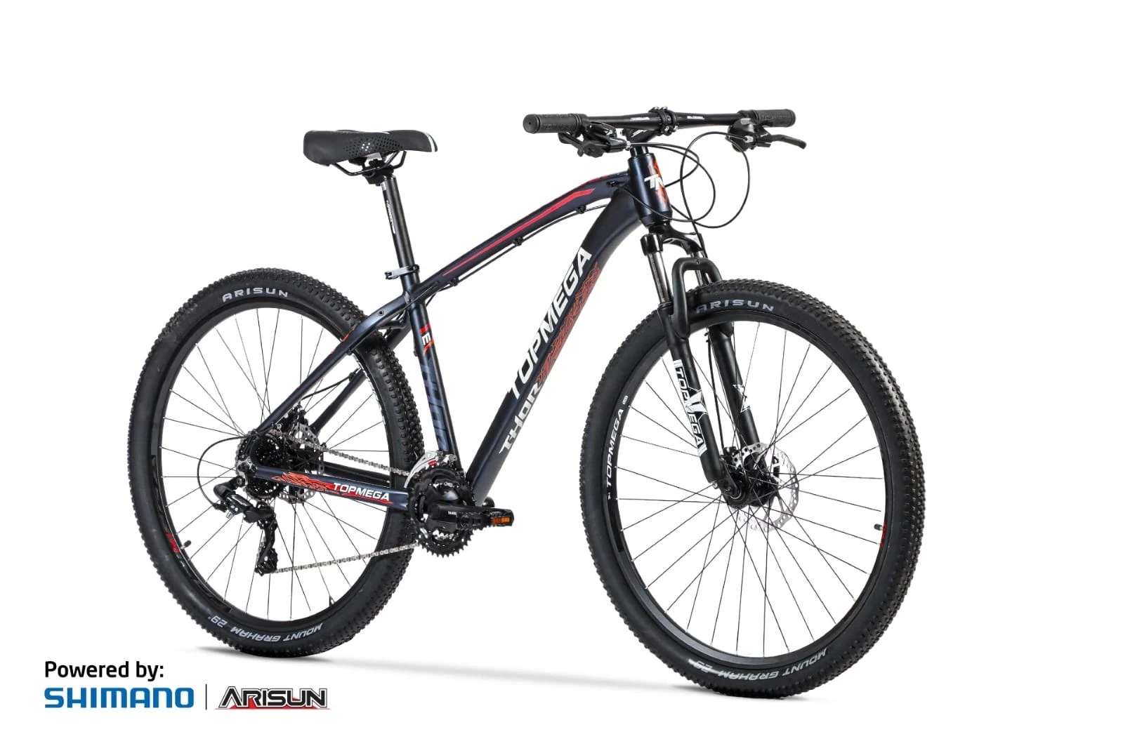 BICICLETA MOUNTAIN BIKE TOPMEGA 24 VELOCIDADES GRIS/BLANCO/ROJO