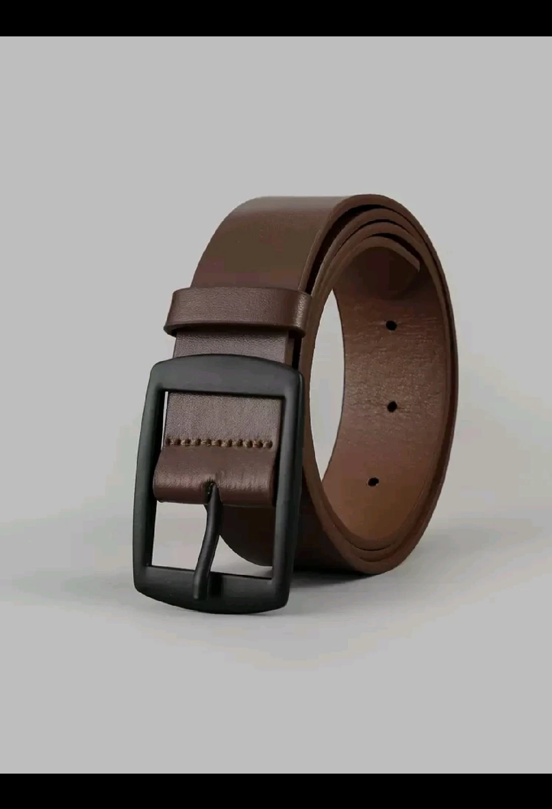 Cinturón Casual Marrón Vintage con Hebilla Negra Mate para Hombre