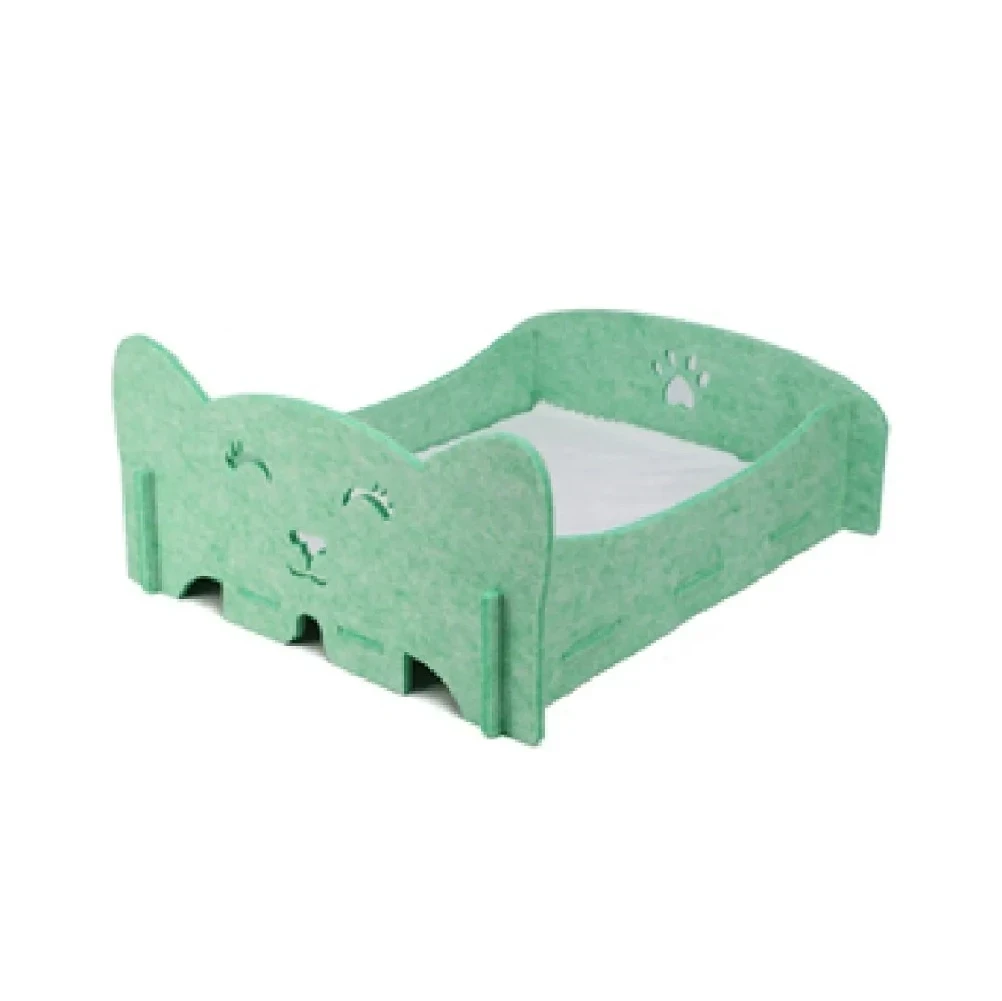 Cama tipo cuna de fieltro grueso verde