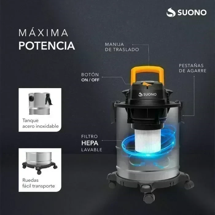 Aspiradora Suono 15LT apta para liquidos y funcion sopladora  2