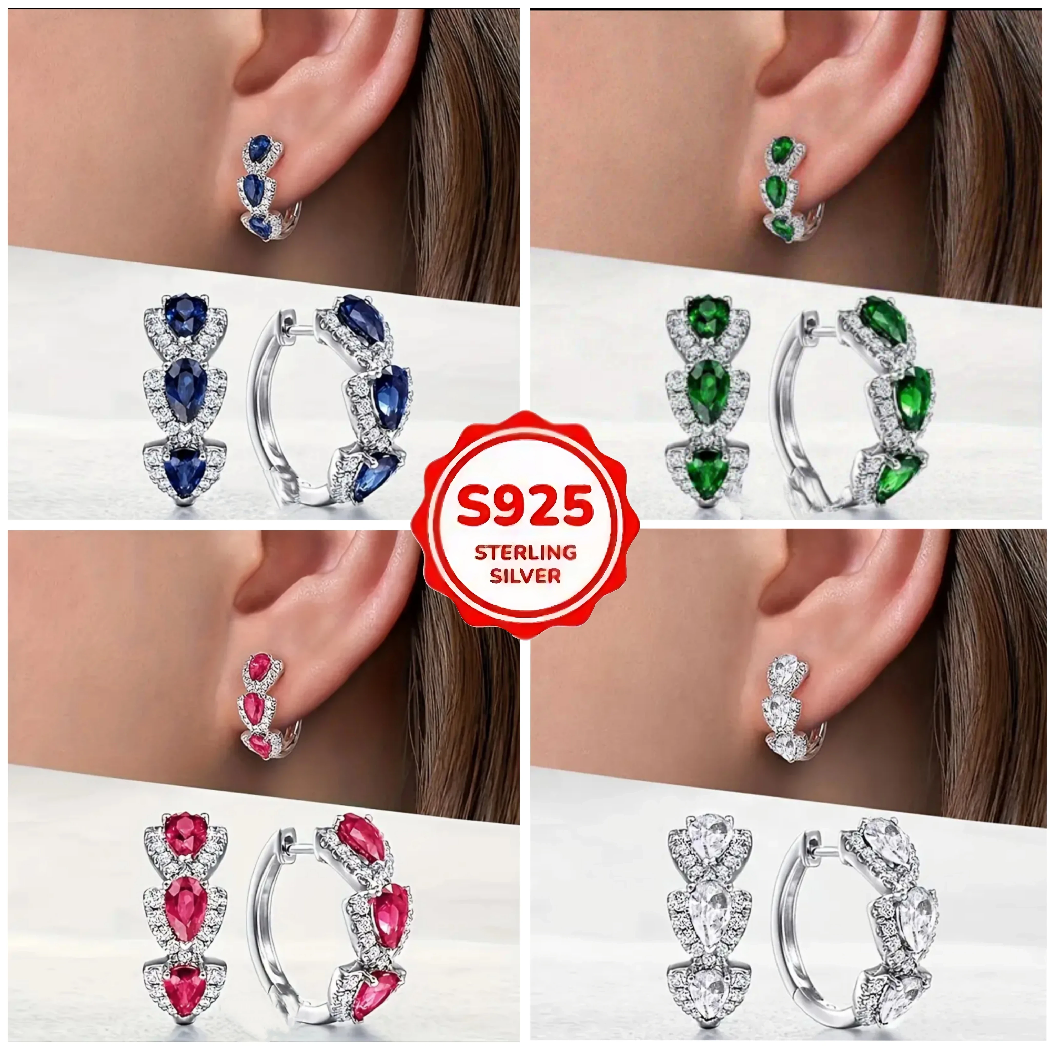ARETES DE PLATA VARIOS COLORES 