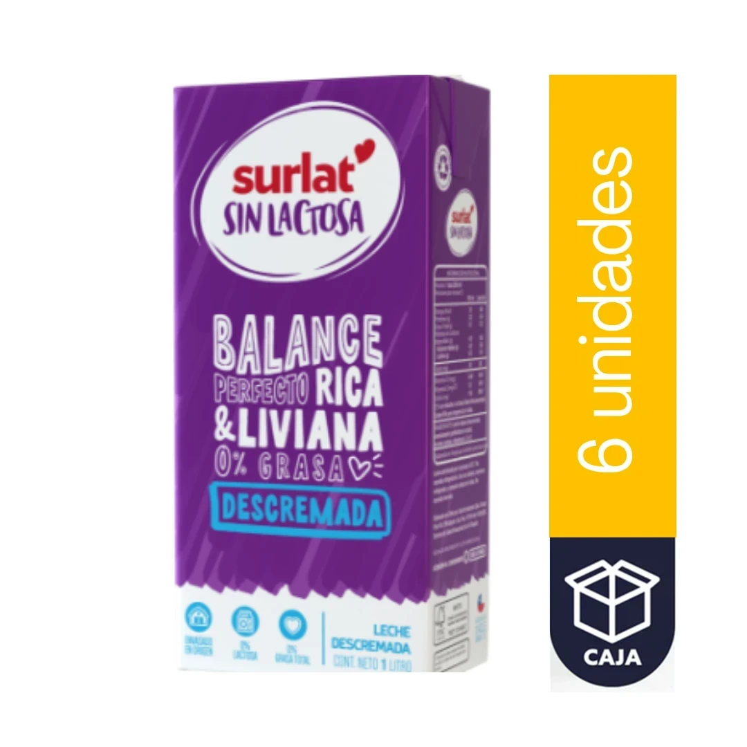 LECHE SURLAT DESCREMADA S/LACTOSA  6X1L