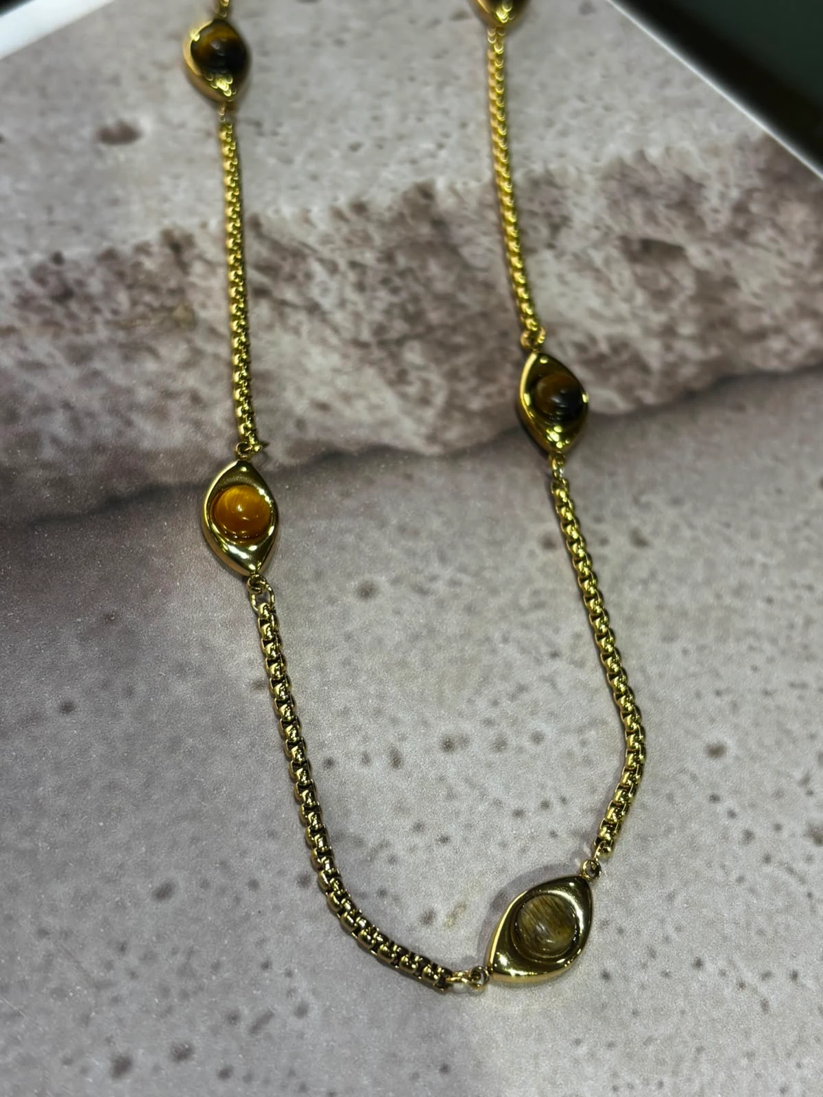 collar acero con enchape en oro 