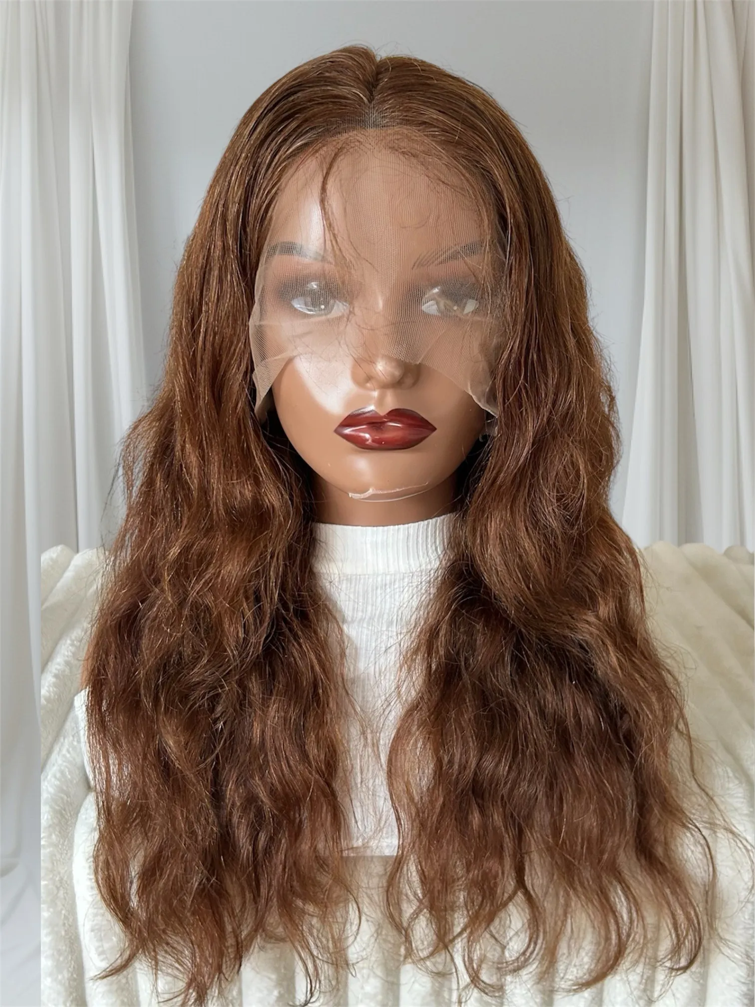 Peluca de cabello humano de 22 pulgadas, frontal lace 13x4 , 180% densidad   3