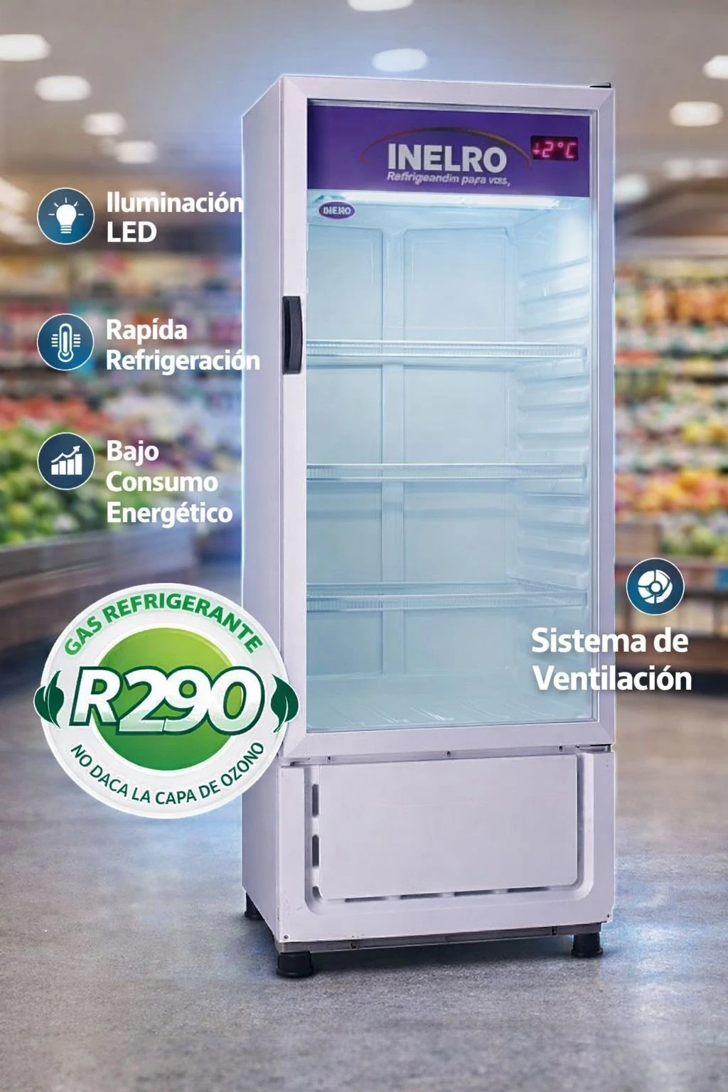 Exhibidora INELRO MT-12 Vertical 310Lts. Blanco