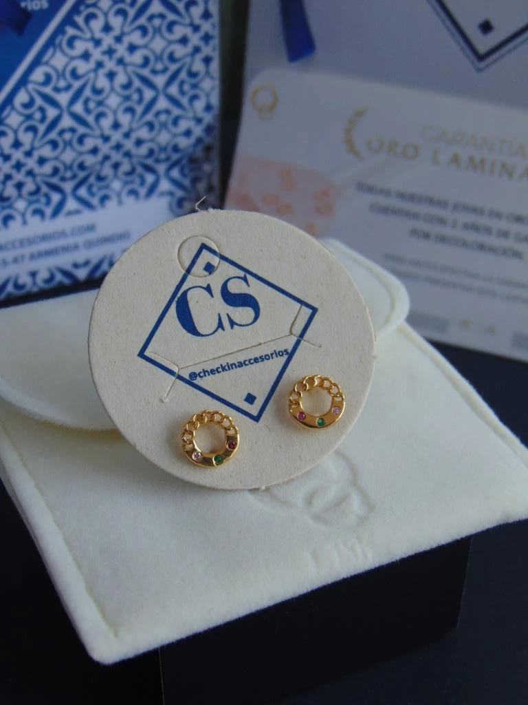 TOPO ORO LAMINADO 18K PEQUEÑO CIRCULO TEJIDO MICRO CIRCONES 0.8MM 
