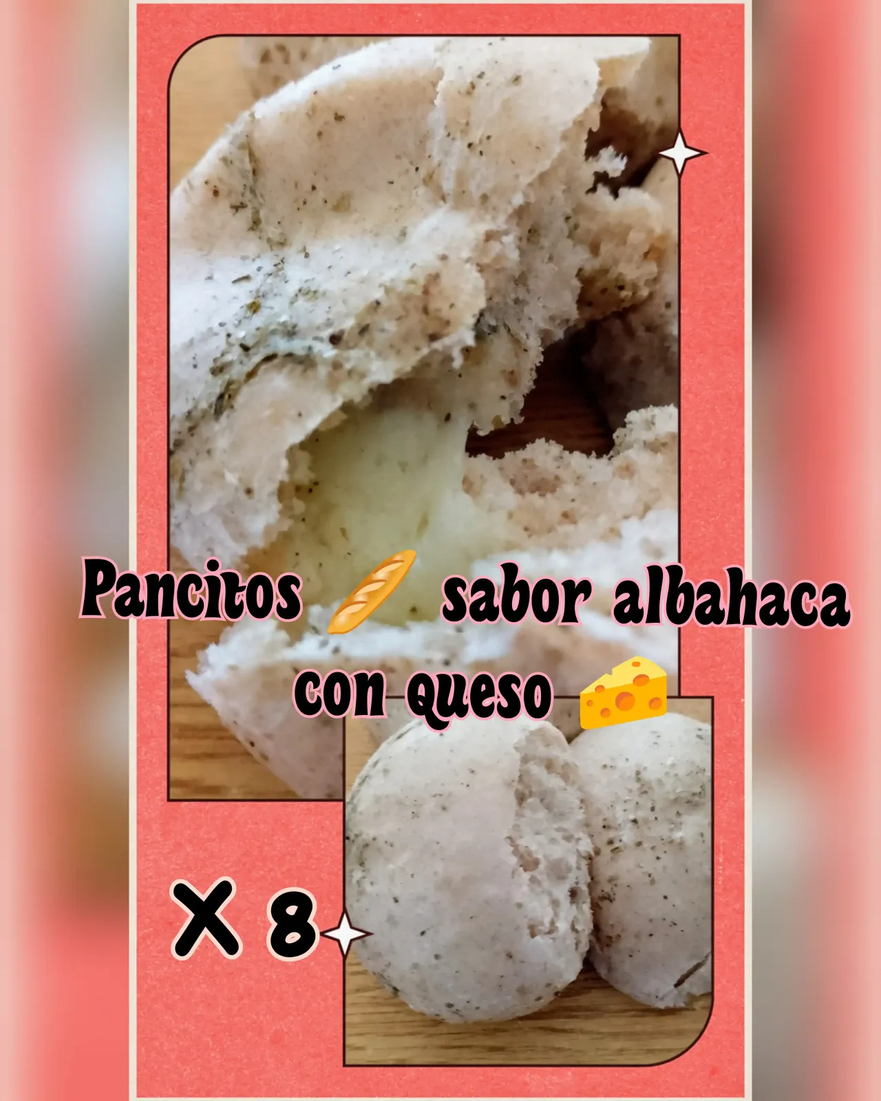 Pancitos 🥖 saborizados con albahaca 🌱 y 🧀 x 8 u