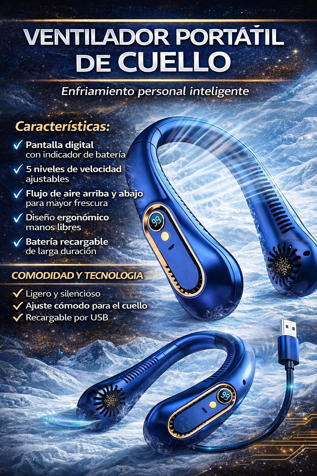 Ventilador portátil de cuello 