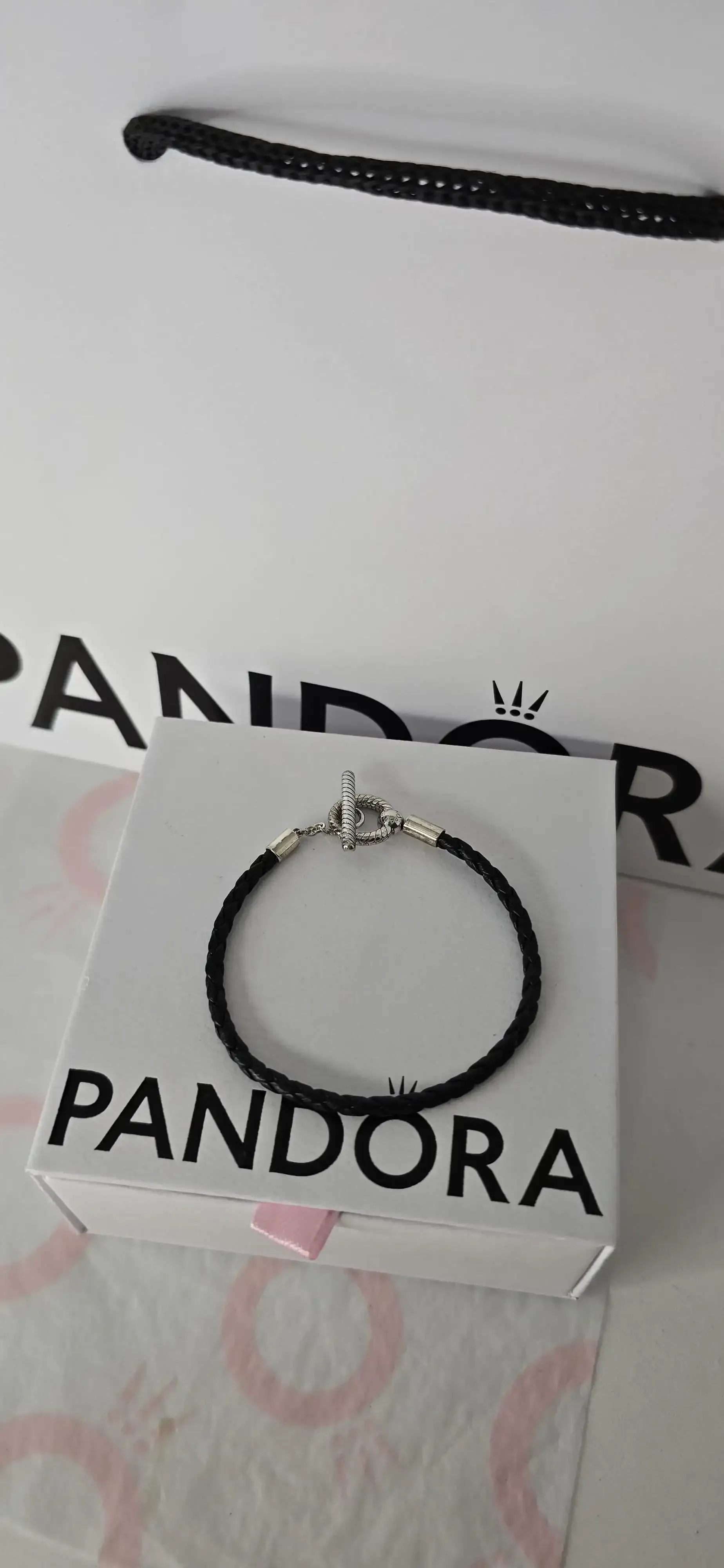 Pandora T-bar leather black moments bracelet  2