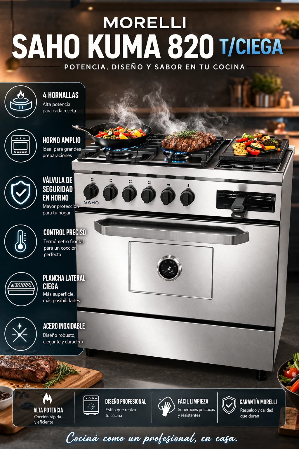Cocina Morelli Saho Kuma 820 T/Ciega.