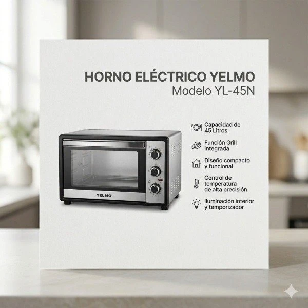 HORNO ELÉCTRICO YELMO YL-45N- 45 LITROS CON GRILL