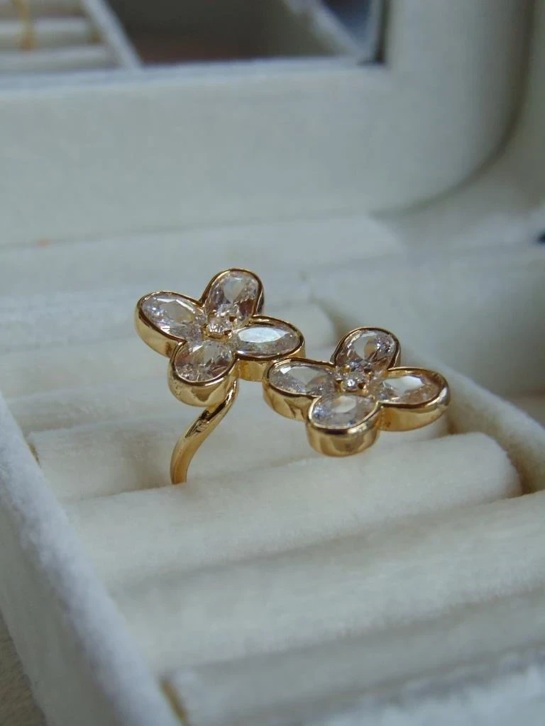 ANILLO ACERO DOR 2 FLORES TALLAS 2