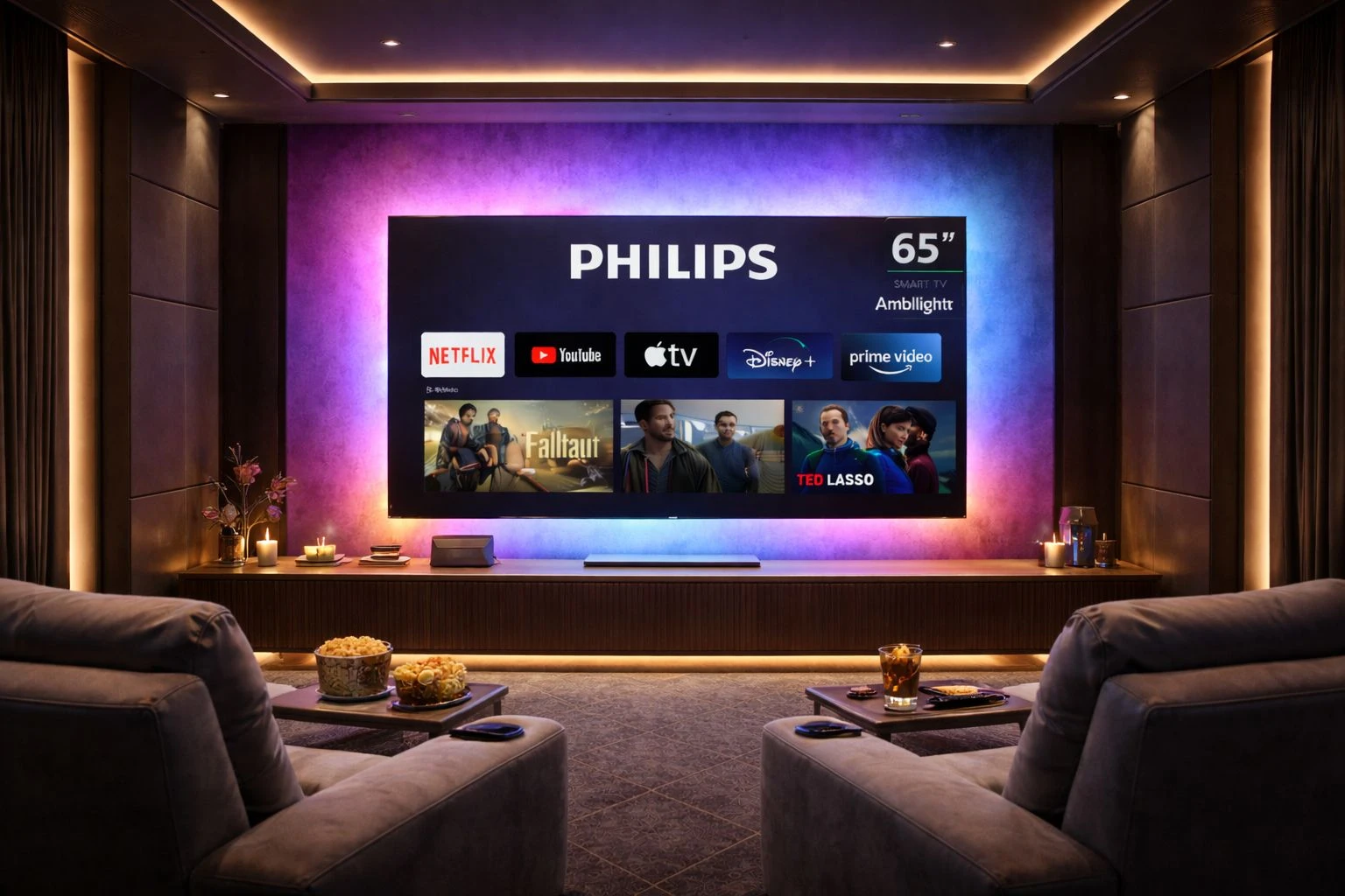 SMART TV PHILIPS 65" C/TITAN OS AMBILIGHT 