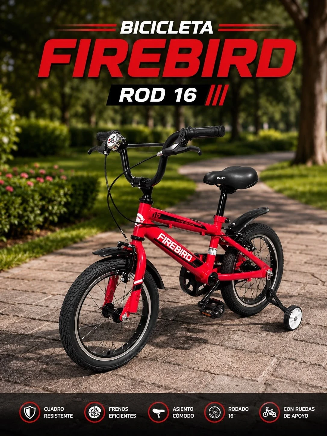 BICICLETA R16 FIREBIRD BMX OVERSIZE COLOR ROJA
