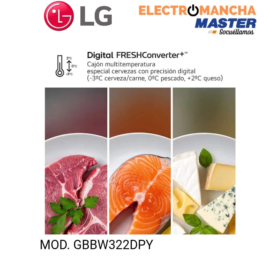 FRIGO COMBI LG GBBW322DPY NF INOX 2,03*70 CLASE D 7