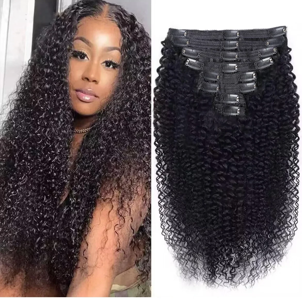 Extensiones de cabello humano Kinky Curly de 22” 