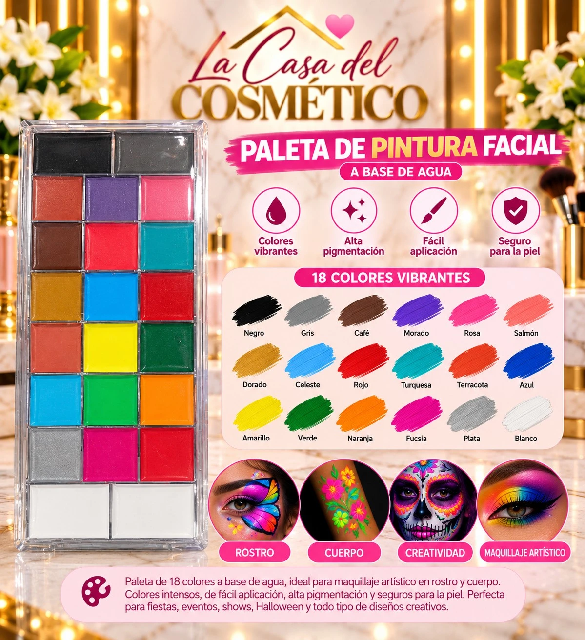 lumera paleta paleta maquillaje fantasia multicolor 18 tonos