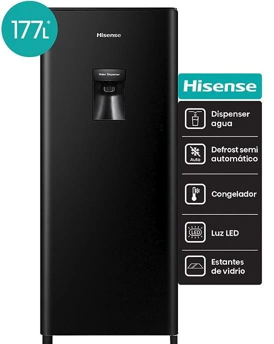 HELADERA HISENSE 177LTS SINGLE DOOR NEGRA