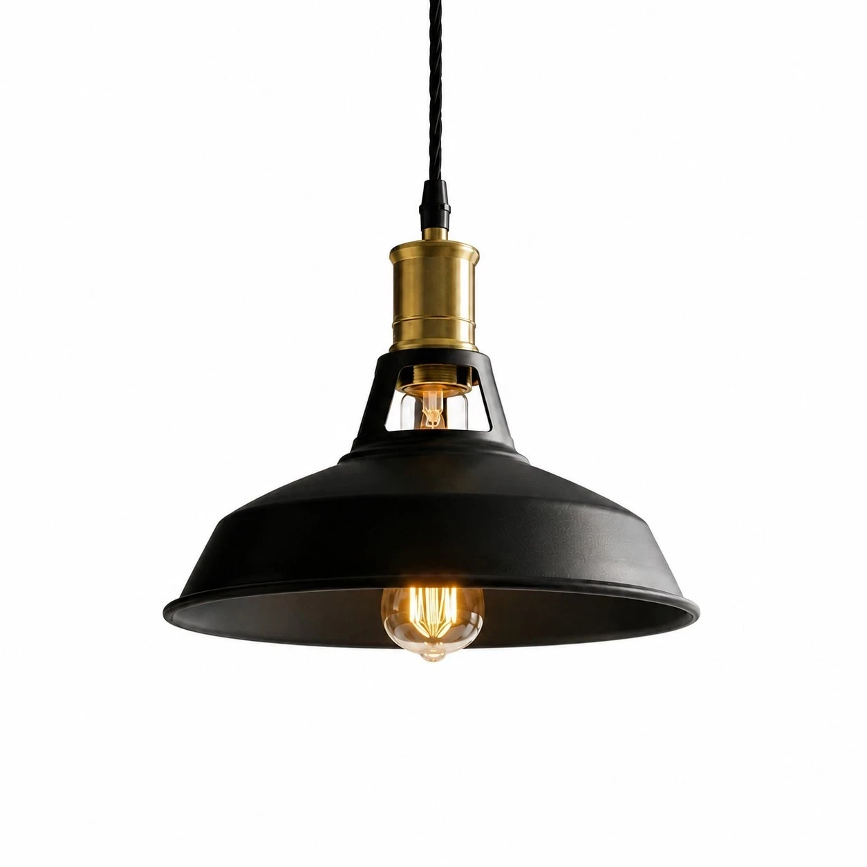 LAMPARA COLGANTE INDUSTRIAL ONYX NEGRA 1L E27 3