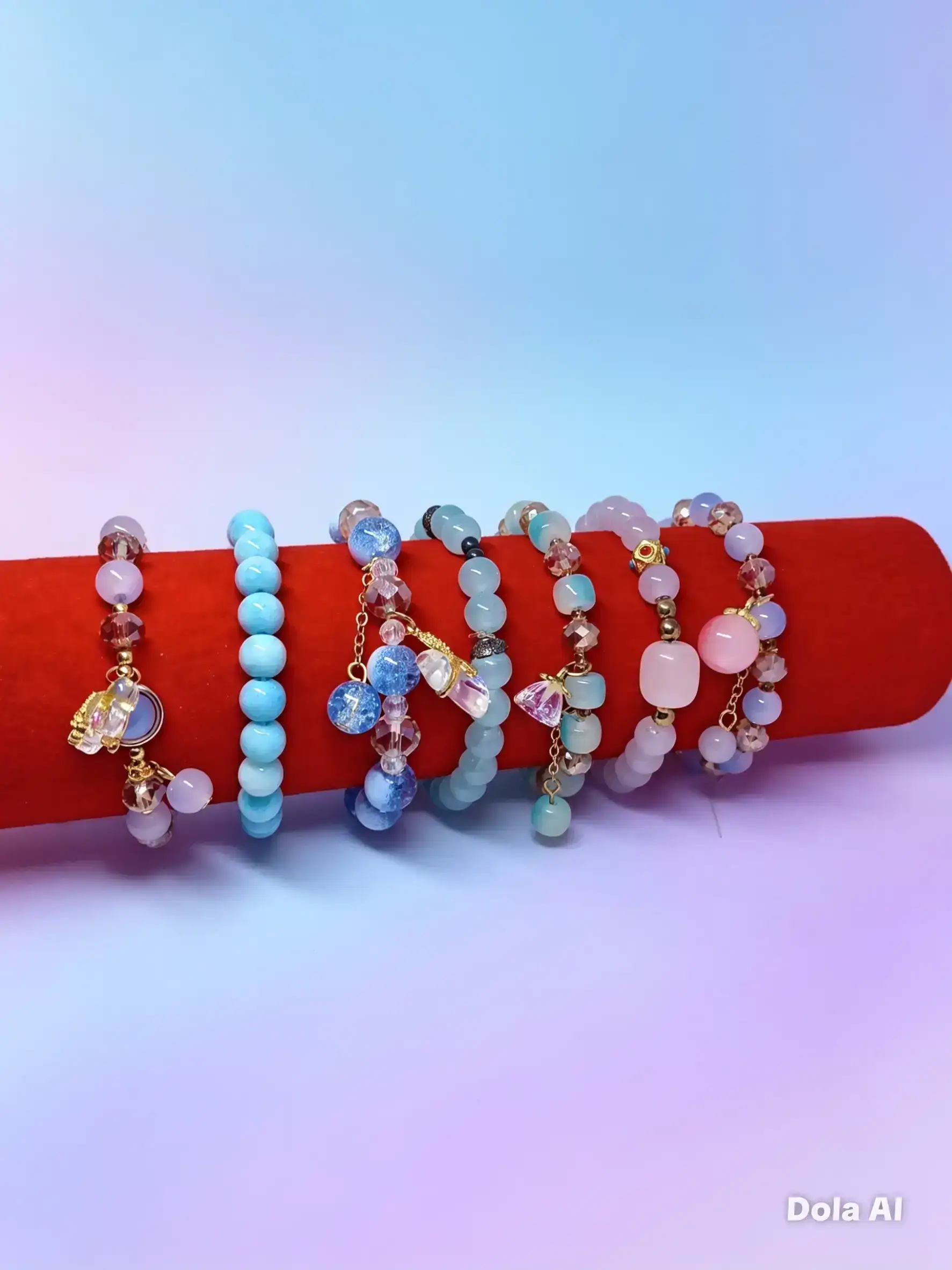 Pulseras azules de vidrio