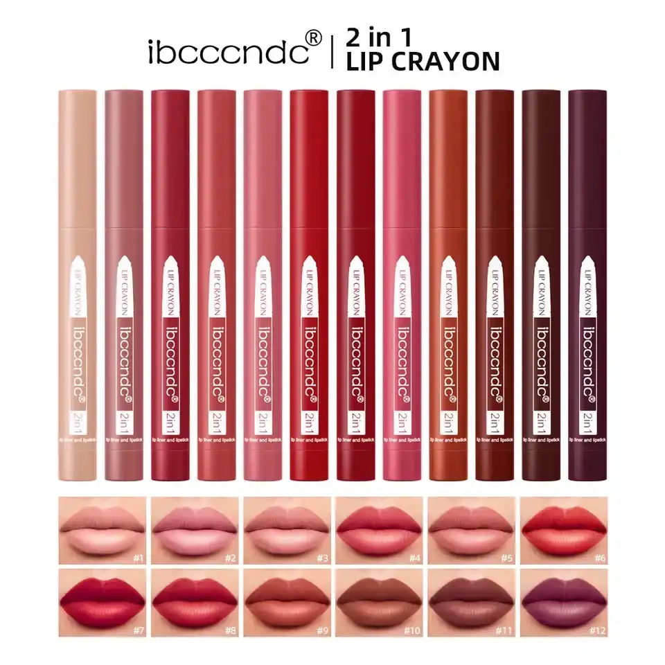 Lapiz labial 2 en 1 Formato Crayón, Resistente al Agua