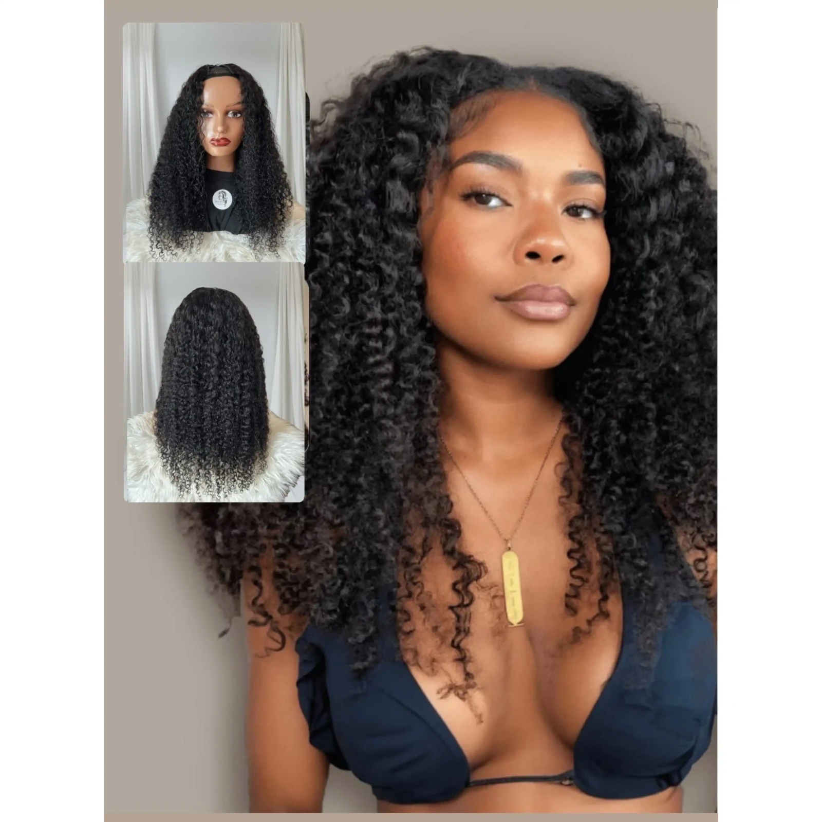 Peluca kimky curly en V 26 pulgadas 