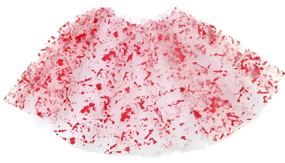Tutu 3 capas 30 cm halloween blanco con sangre 