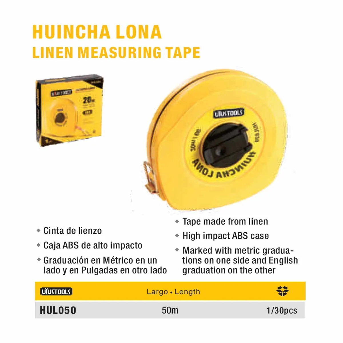 HUINCHA LONA UYUST 50M/165 HOJA 15mm