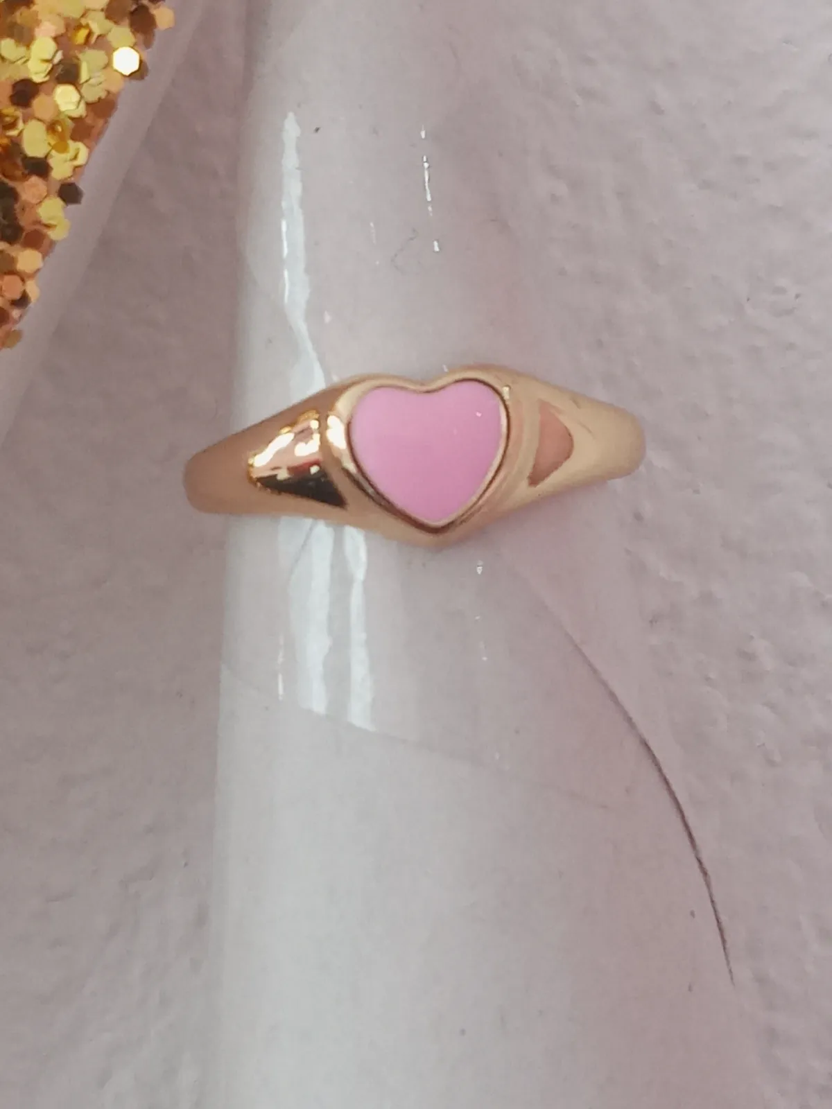 Anillo corazon rosa