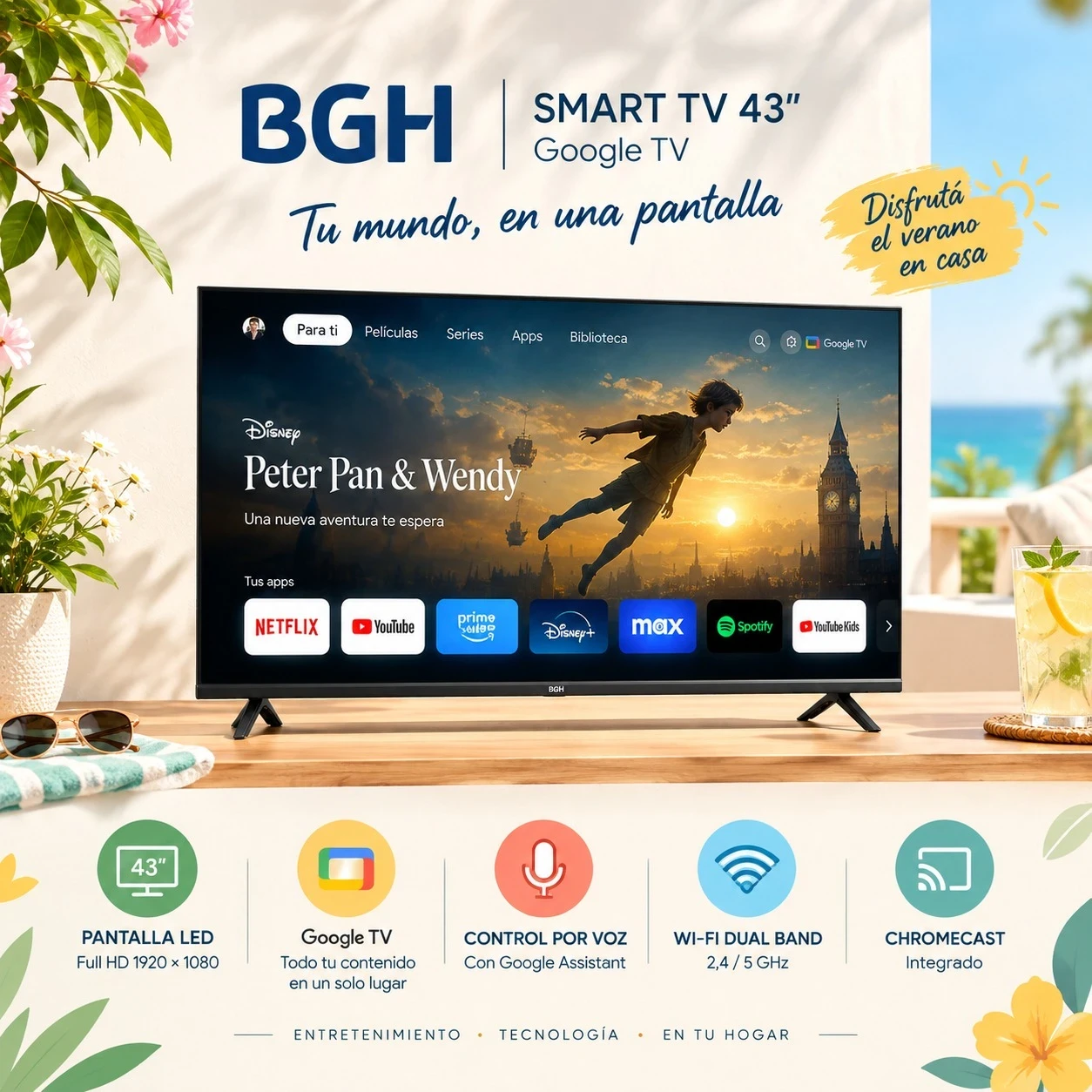  SMART TV BGH 43” GOOGLE TV - B4326FG5G FHD