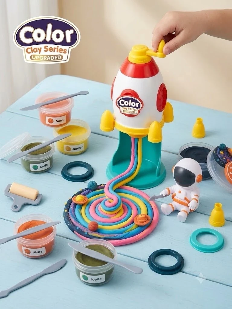 Juego de Plastilina Máquina Cohete Espacial 21 Pzs con Moldes y Masas