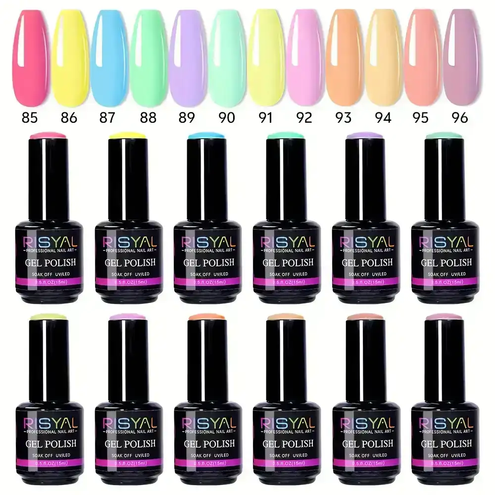 12 Esmaltes en Gel (15ml c/u) para Uñas Risyal 2