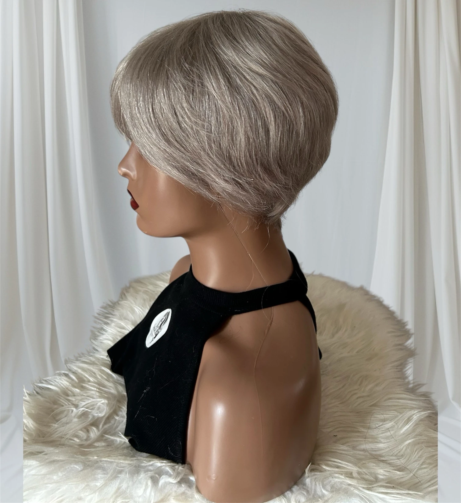 Pelucas de cabello humano  pixie color rubio platino  2
