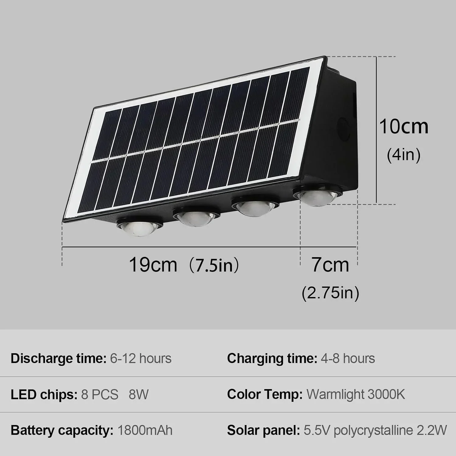 APLIQUE PARED SOLAR 2.2W NEGRO IP65 4