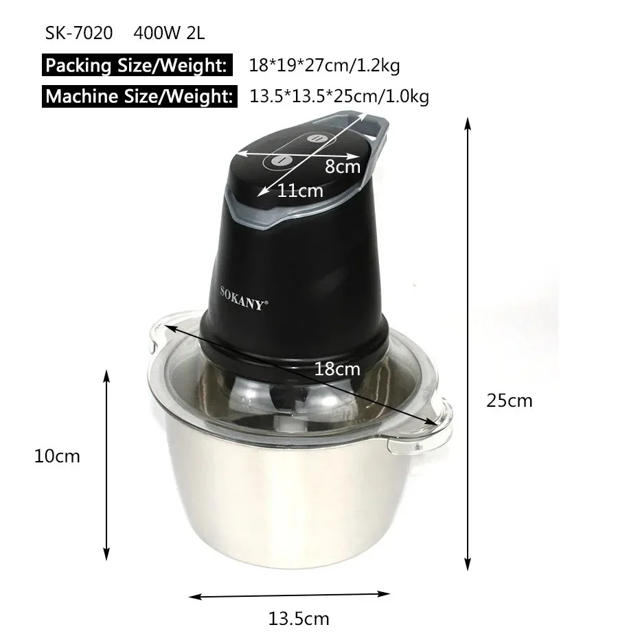 PROCESADOR ELÉCTRICO DE 2L SOKANY 3