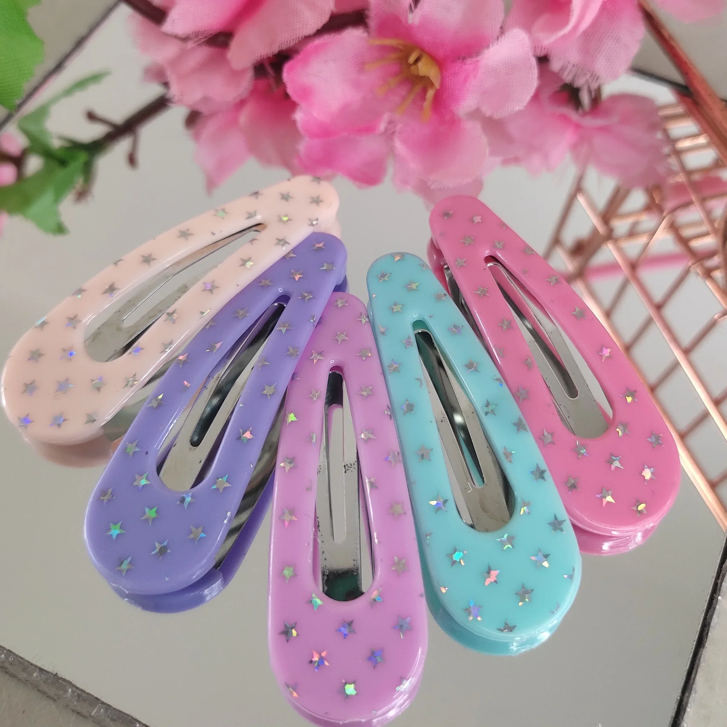 SET X5 PINZAS CLIP AESTHETIC STAR PASTELES