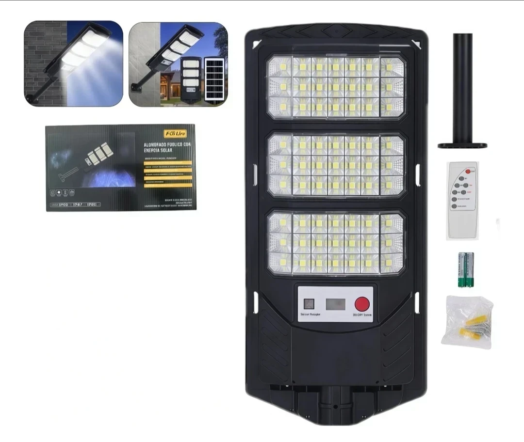 Foco Solar 300w Exterior Poste Con Soporte y Control Remoto 