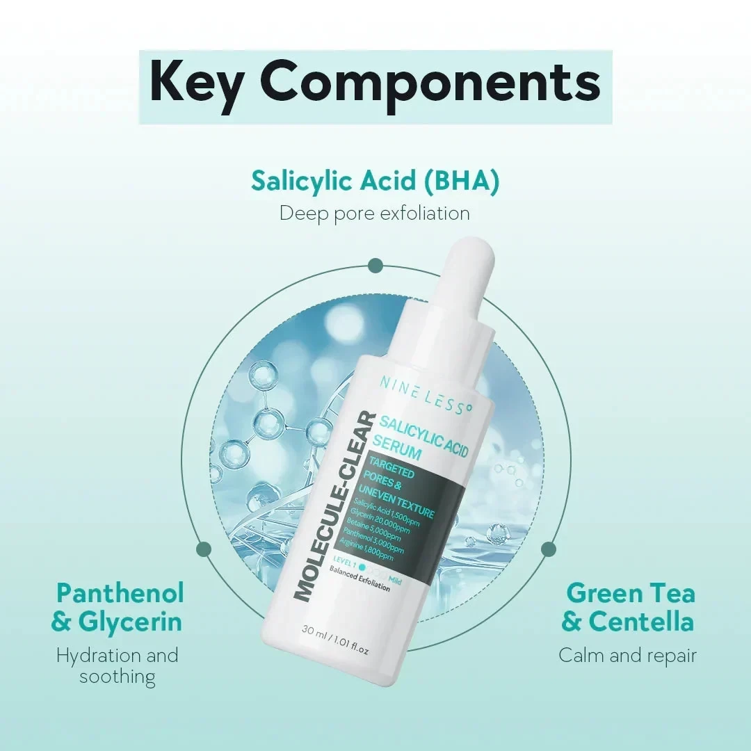 NINE LESS - MOLECULE-CLEAR Salicylic Acid Serum 30 ML | Suero Refinador de Poros y Textura