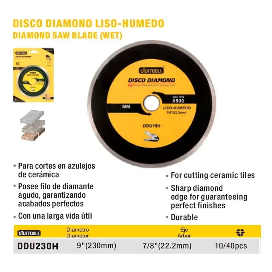 DISCO DIAMOND CONTINUO Ceramica UYUST 9" (230mm)