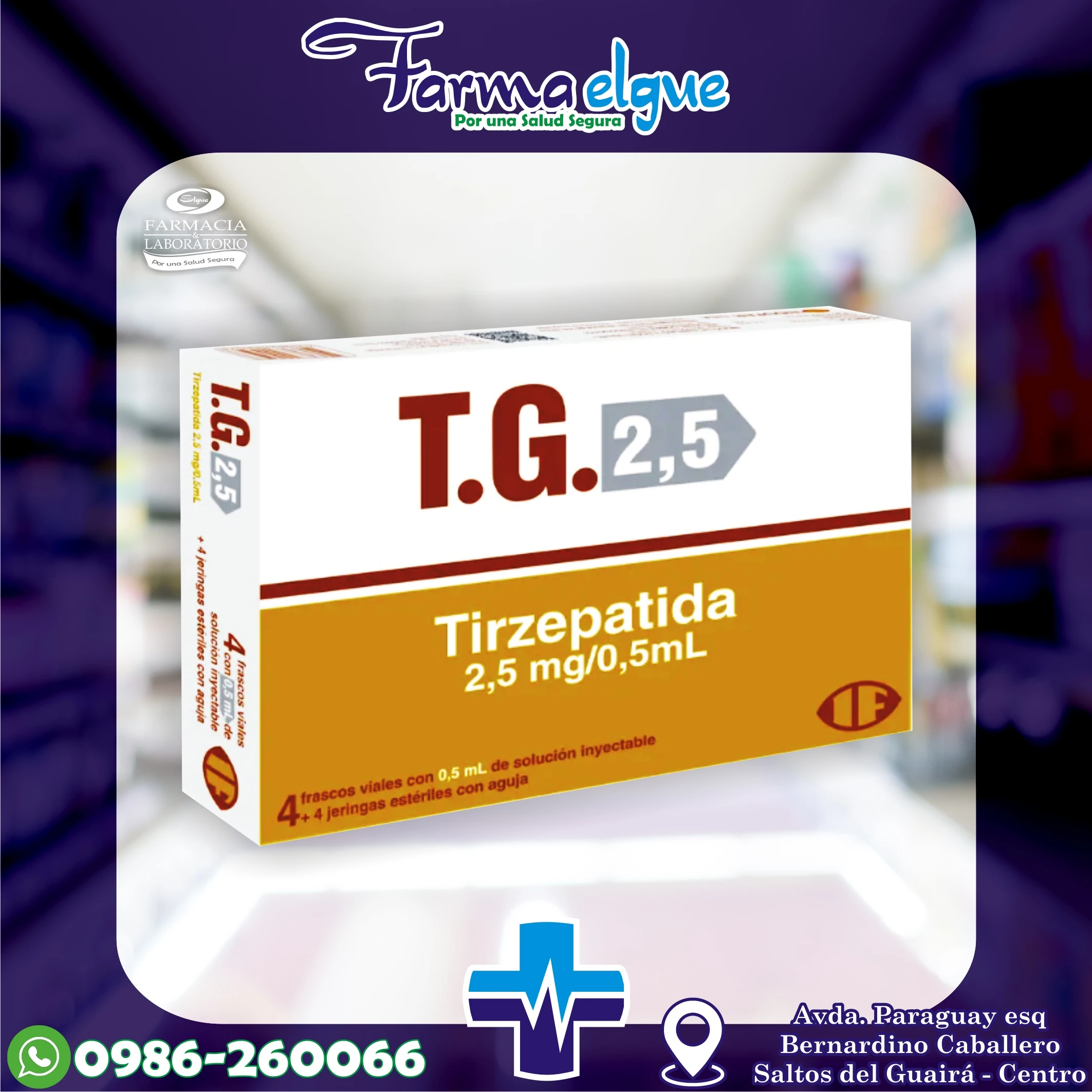 T.G. 2,5 Tirzepatida 2,5 mg/0,5 ml - Frasco Solucion Inyectable 4 Unidades
