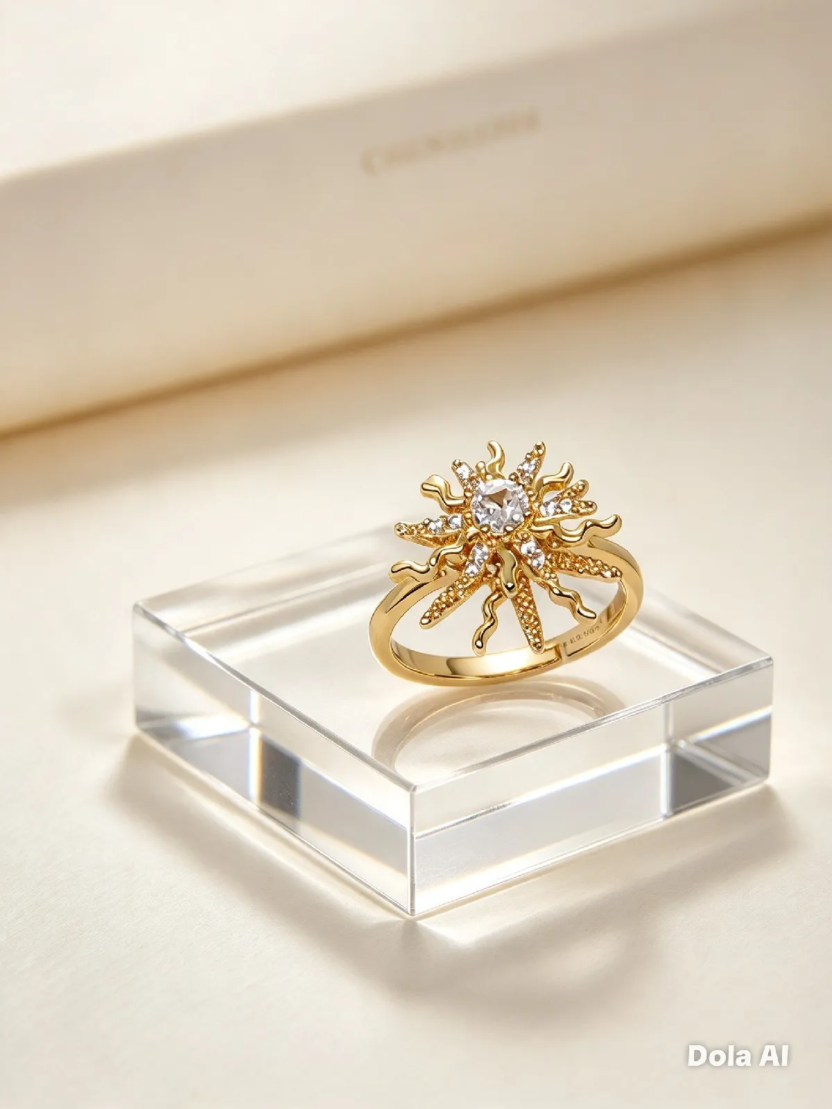 Anillo doble sol con piedra cristal 