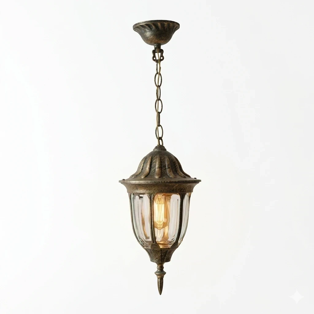 FAROL COLGANTE COLONIAL 1L E27 BRONCE ANTIGUO 170X540MM 3