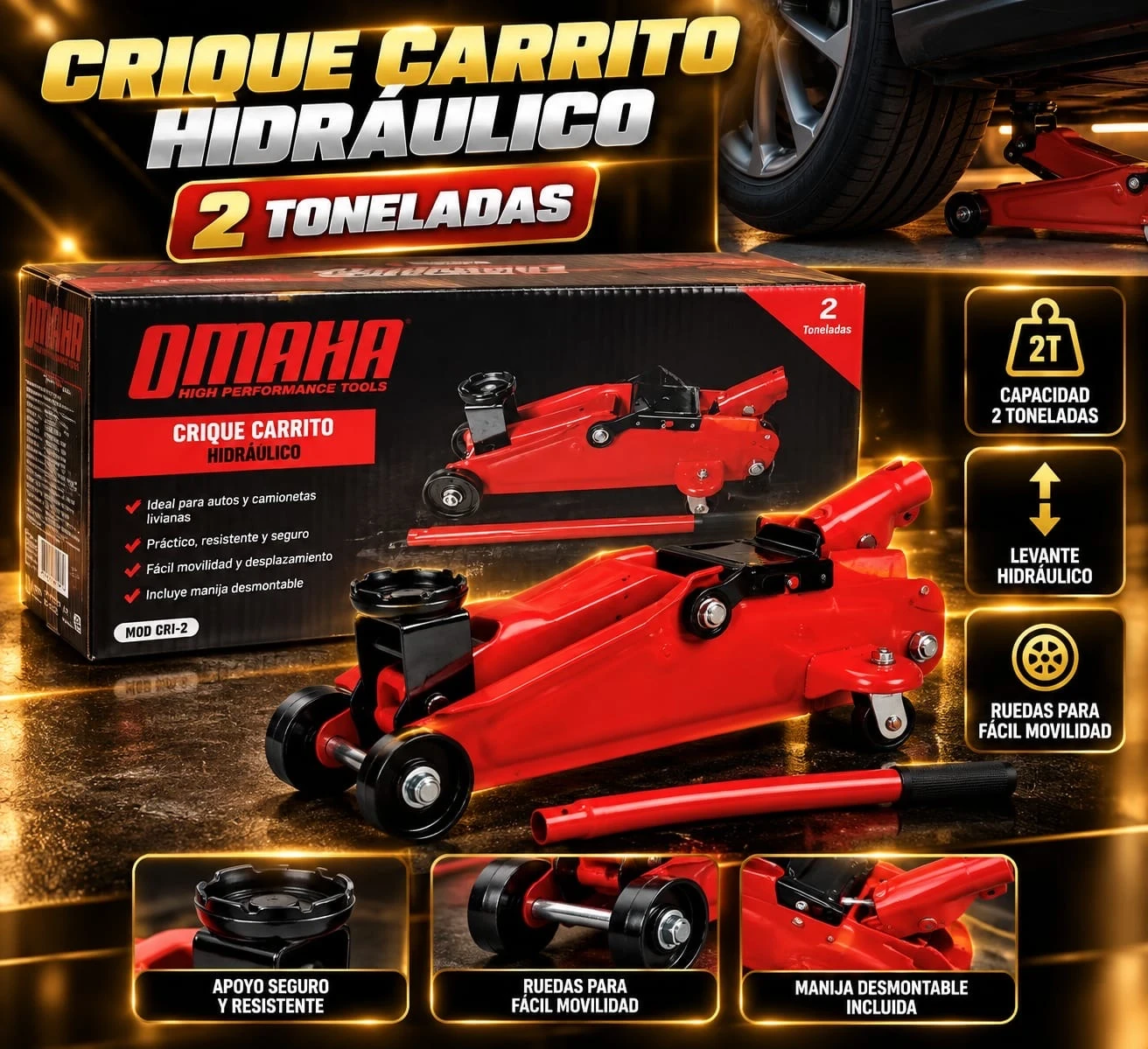 CRIQUE CARRO HIDRÁULICO OMAHA – 2 TONELADAS