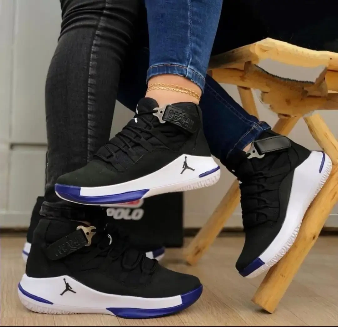 Tenis Botin Jordan Full negro azul Unisex